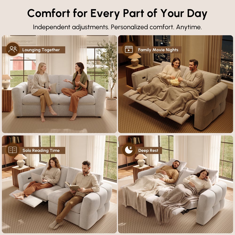 Glidio Chenille Power Reclining Sofa with Adjustable Headrests window image