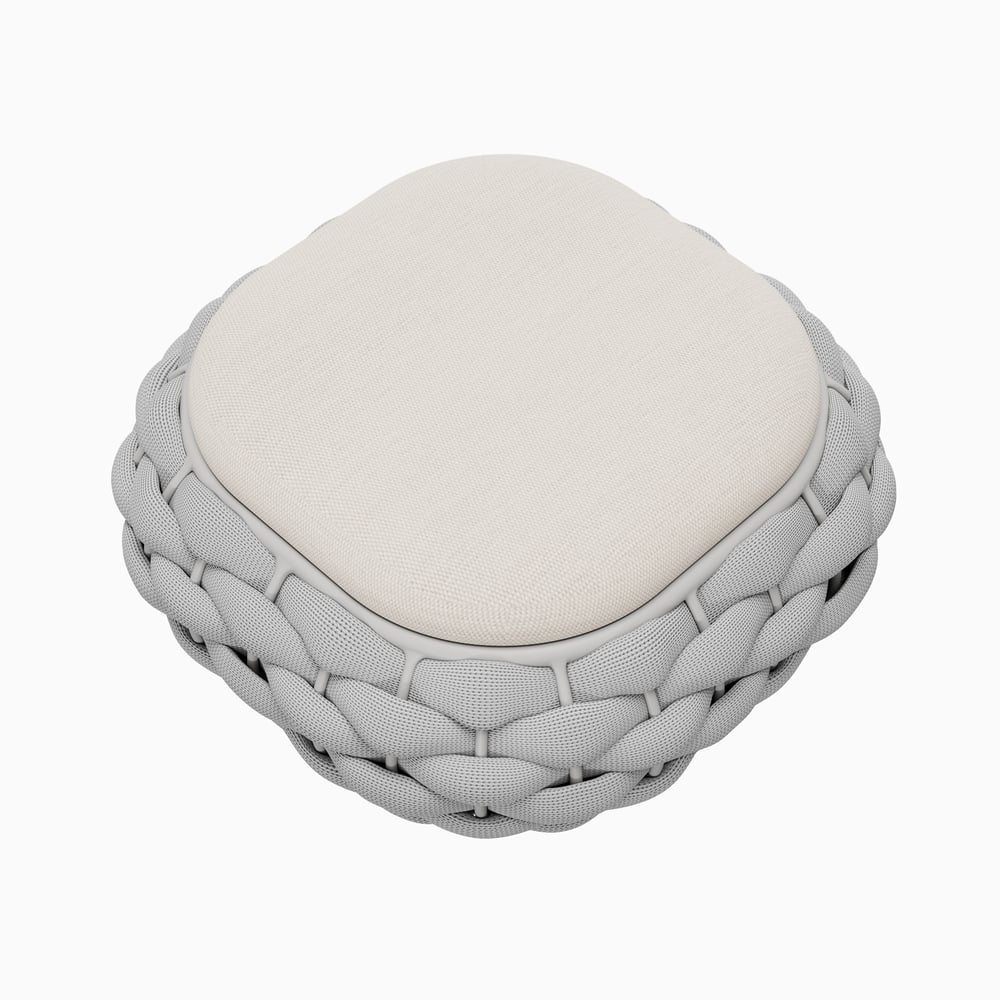 Cocaro Outdoor Hand-Woven Rope Footrest Storage Ottoman in Light Grey window image