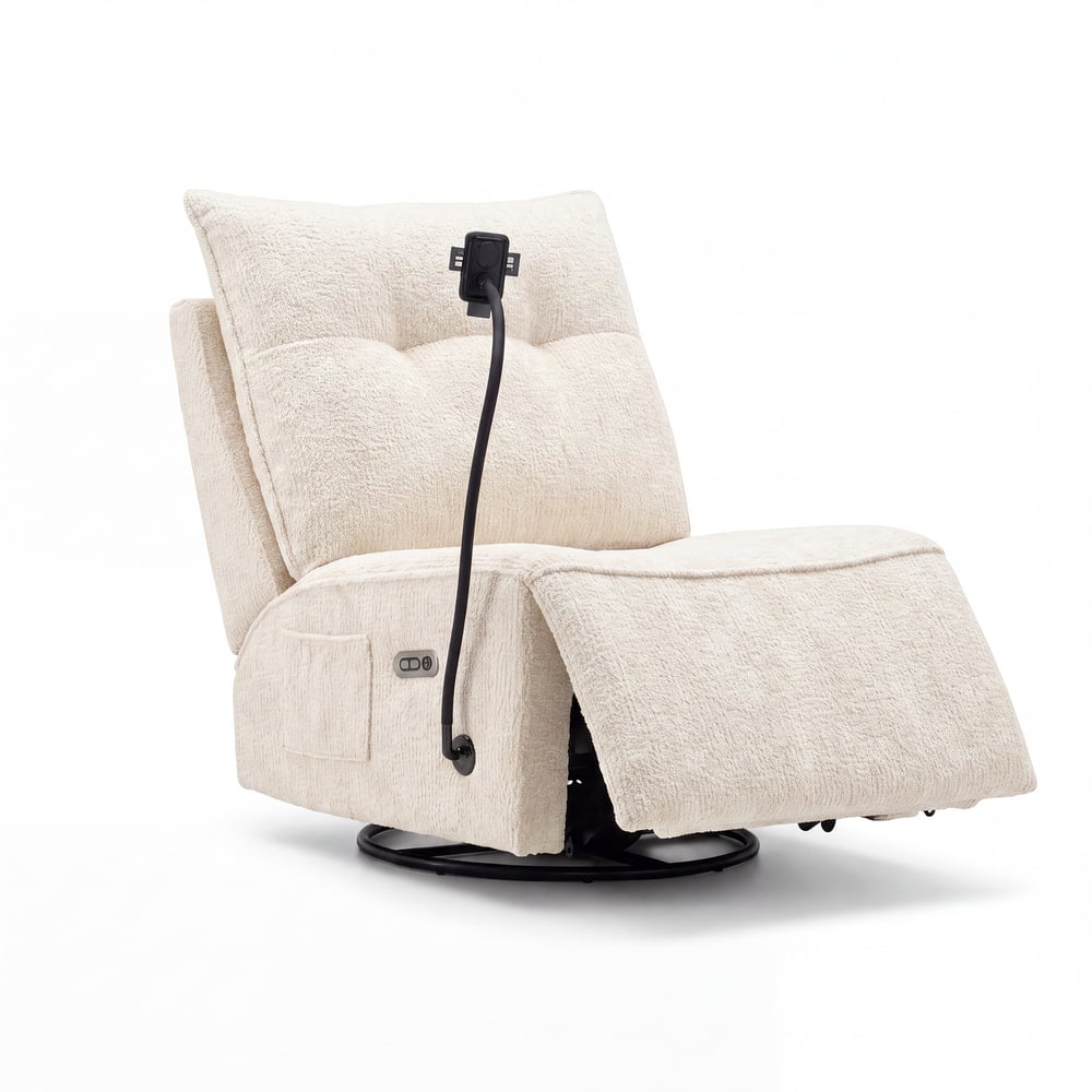 Performance Chenille Power Swivel Rocker Recliner Accent Chair with Phone Holder window image