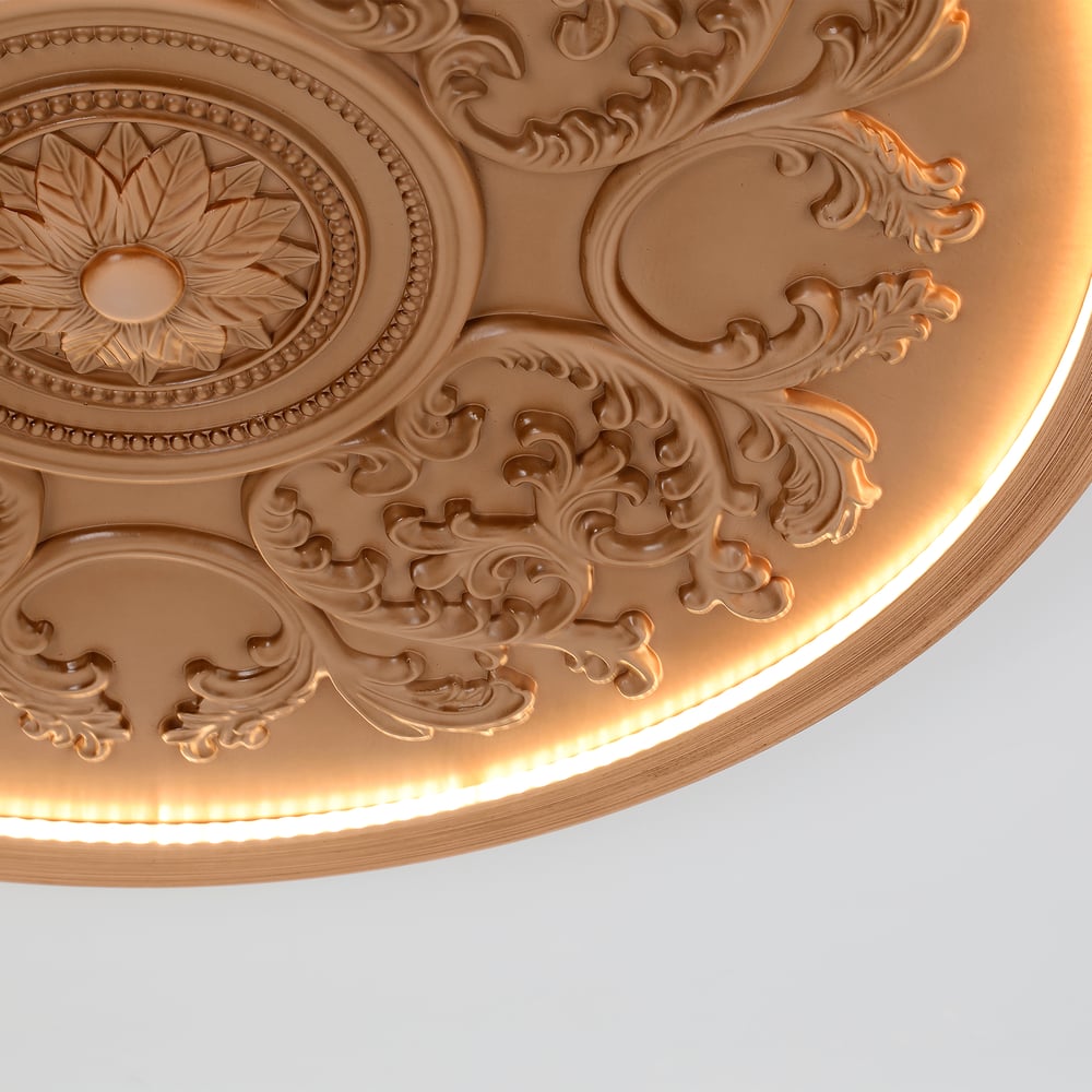 Franse Elegante Natuurlijke Hars 3D Gebeeldhouwde LED 3-Modus Dimbaar Plafondlamp voor Montage vlak tegen het Plafond Vensterafbeelding
