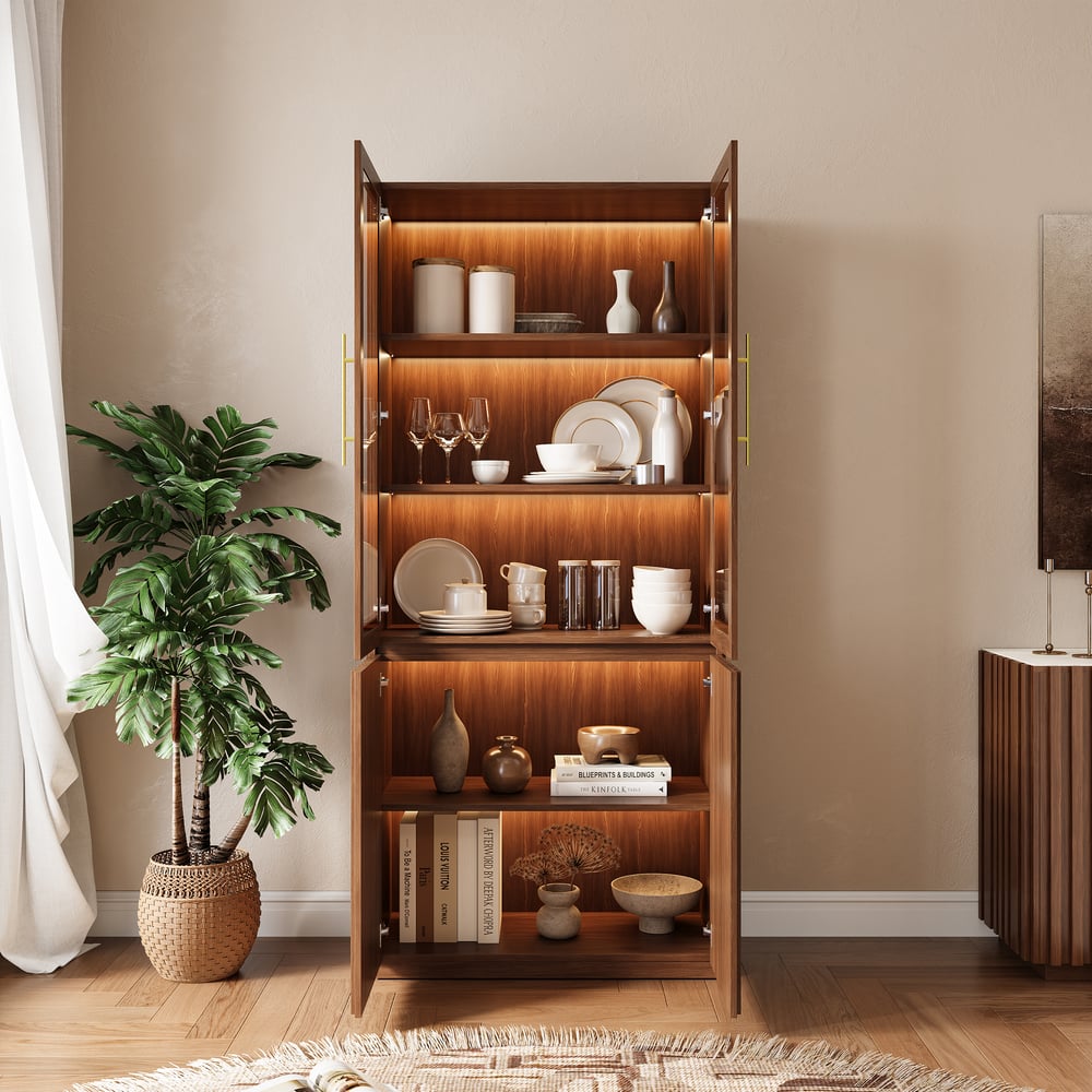 Aura Glass Tall Display Cabinet with LED Light window image