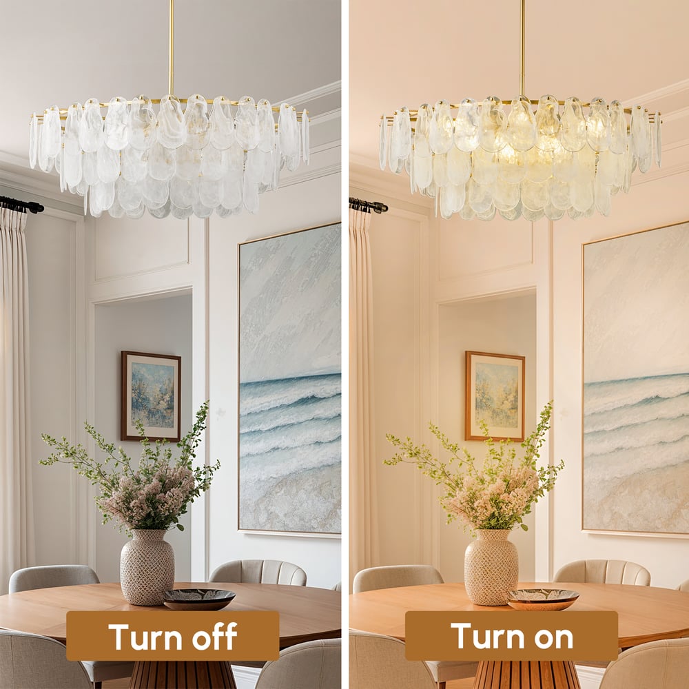 Cloude 39" 12-Light Glass Chandelier with Bulbs & Adjustable Height window image