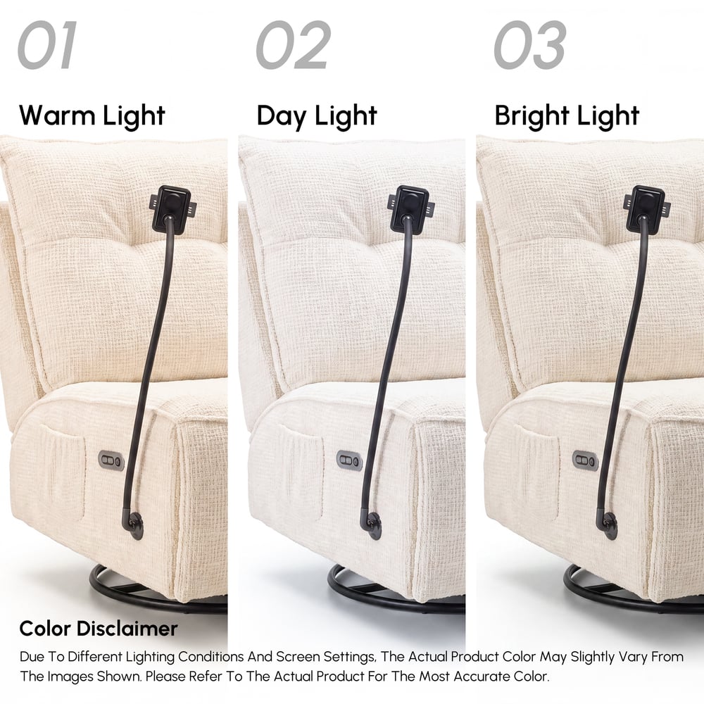 Performance Chenille Power Swivel Rocker Recliner Accent Chair with Phone Holder window image