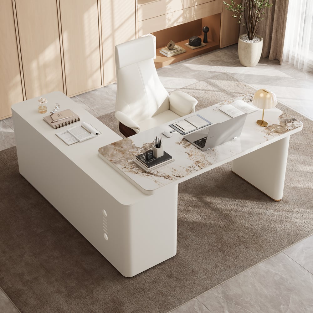 Artis 71" Right-Hand Return Sintered Stone Executive Desk window image