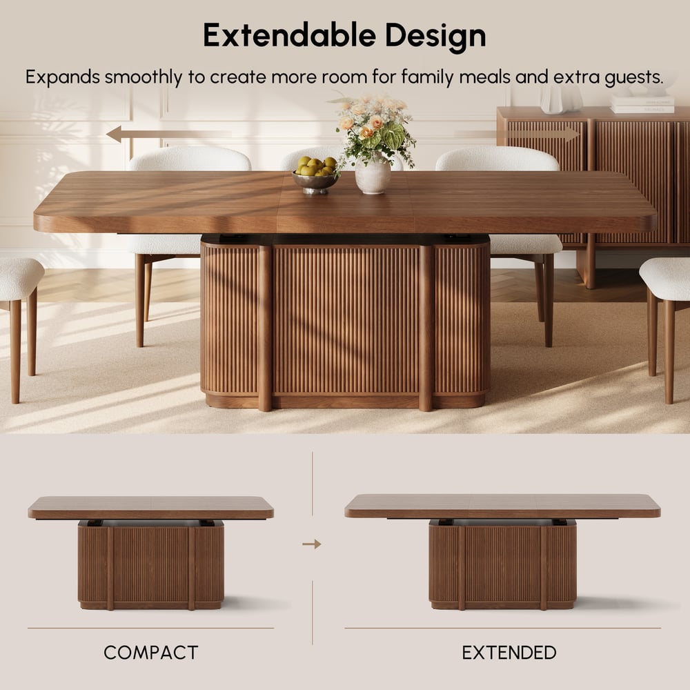 Lineva  71"–91" Extendable Wood 6–8 Seater Dining Table window image