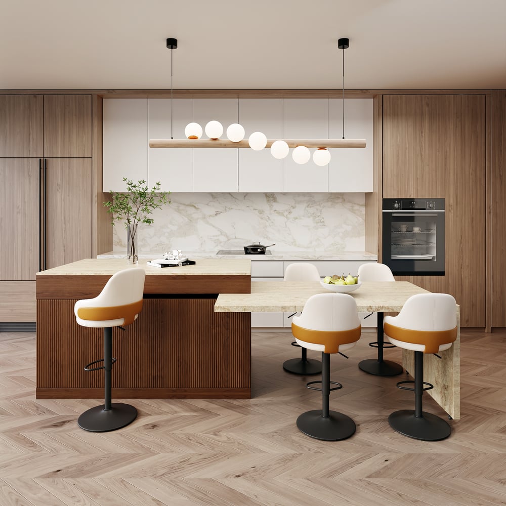 Îlot de cuisine en bois extensible de 81'' à 112'' avec rangement, Noyer image de fenêtre