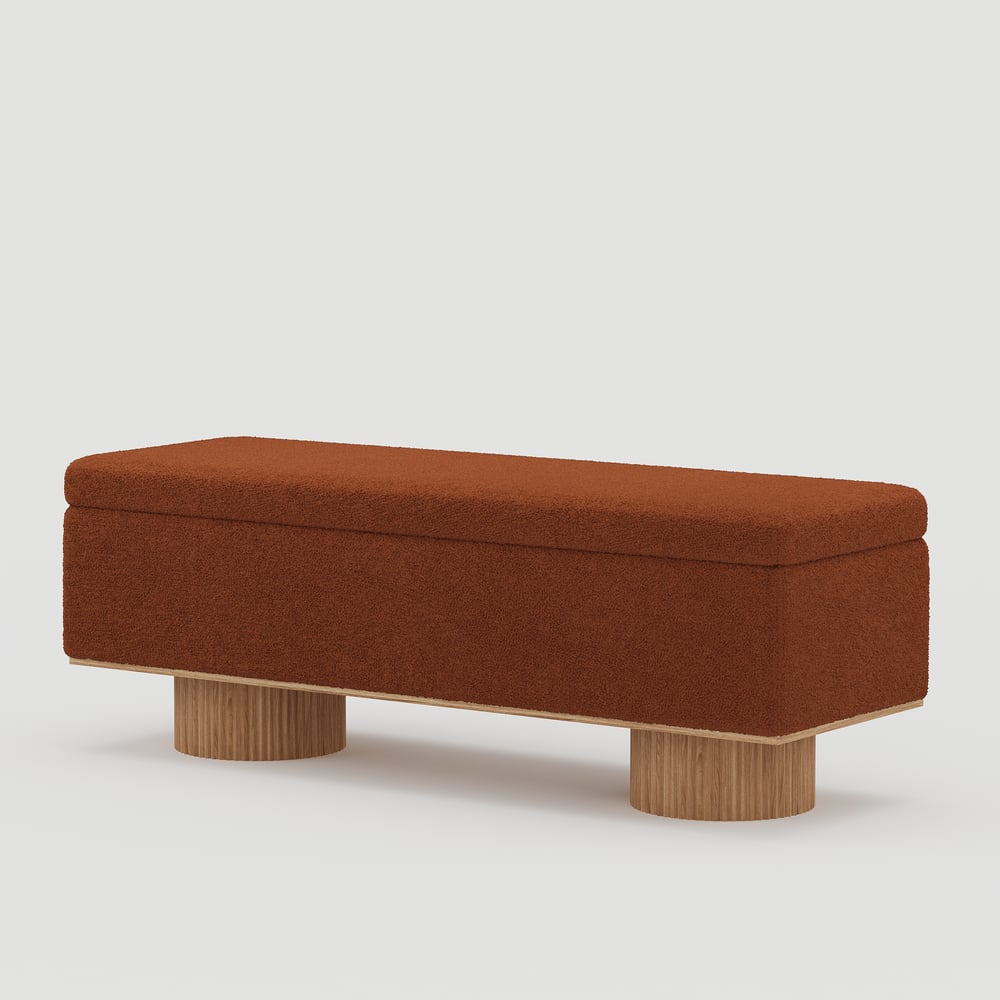 Teddy Fabric Fluffy Faux Fur Flip Top Wood Storage Bench window image