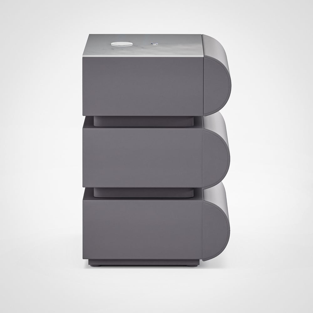 Humply Leather 3-Drawer Smart LED Nightstand window image