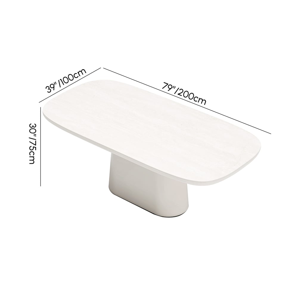 Modern 79" Oval Faux Travertine Sintered Stone Dining Table, Seats 6 weights dimensions image