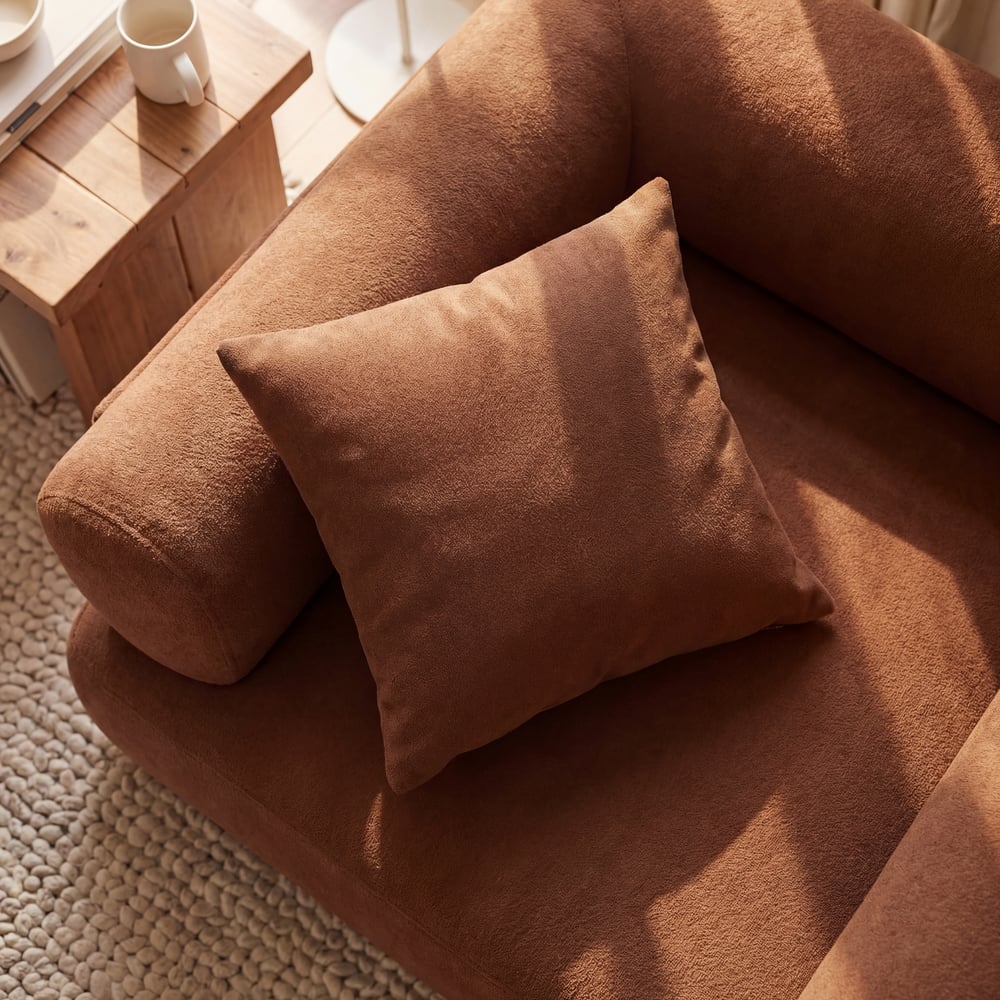Serene Modern Rust Velvet Lounge Accent Chair window image