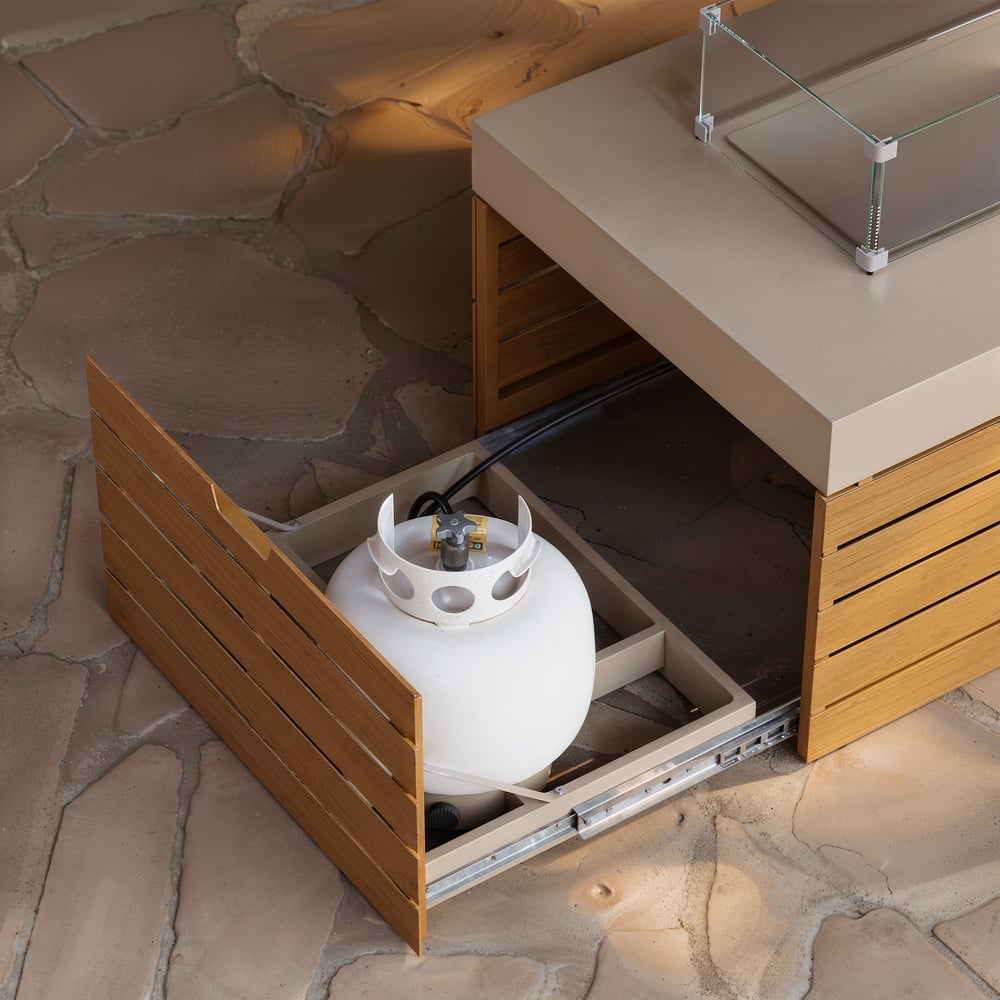 Tevara Outdoor 47" Propane Smokeless Aluminum Rectangular Fire Pit Table in Sand window image