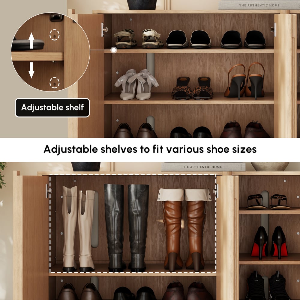 Lineva 48" Ash Wood Veneer Shoe Storage Fluted Entryway Cabinet window image