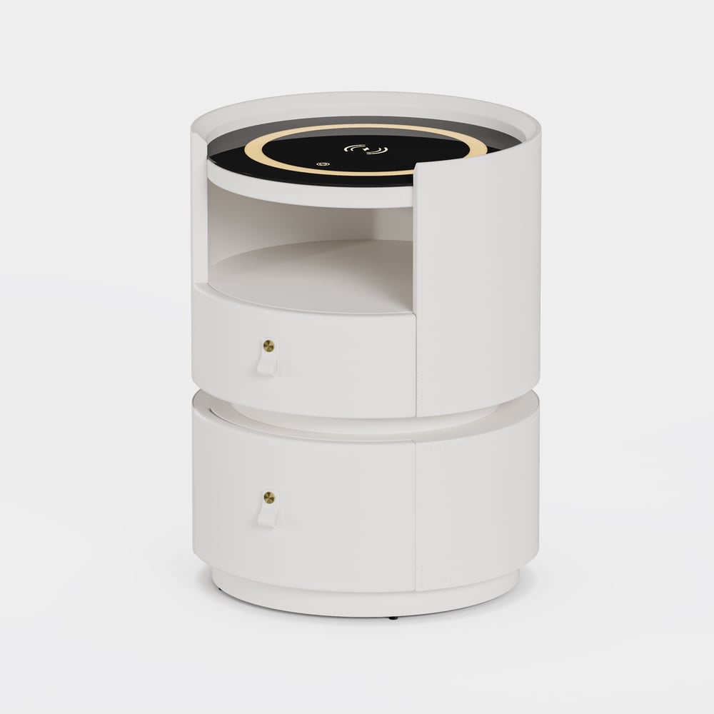 Modern Saddle Leather Smart  LED Nightstand window image