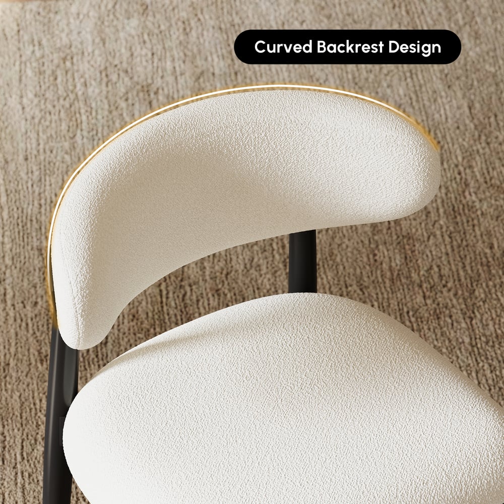 Modern Boucle Dining Chair with Black Rubber Wood Legs, 1 Piece window image