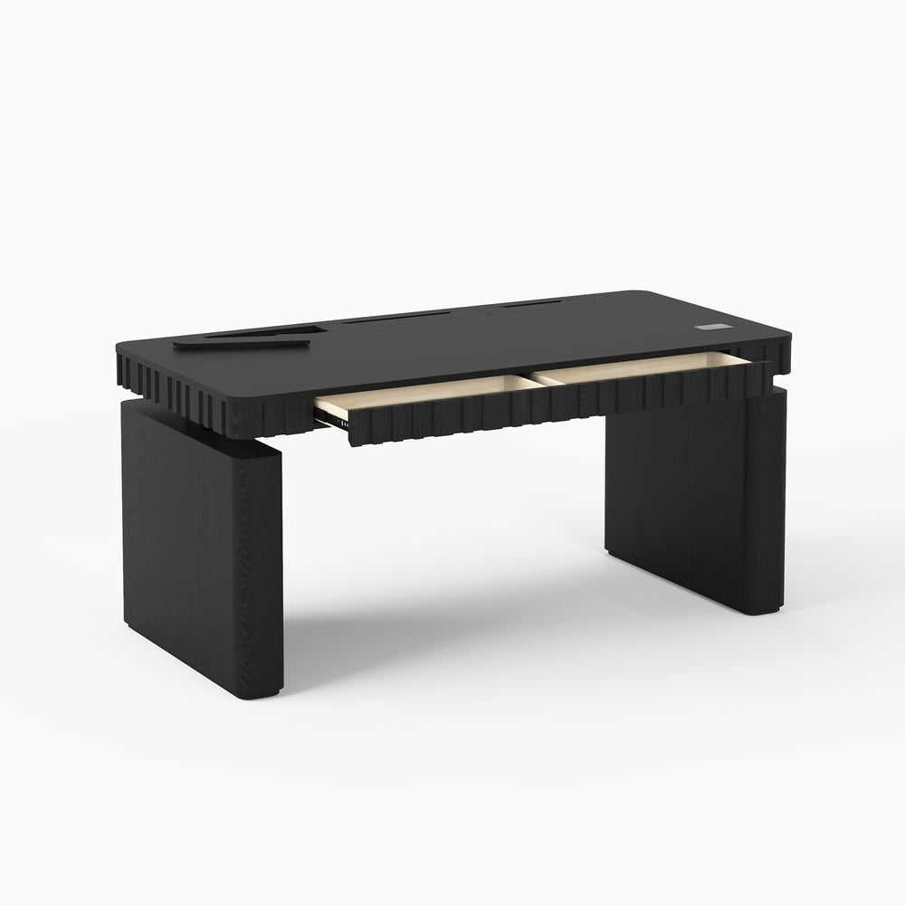 Aura 160 cm Black Fluted Electric Adjustable Standing Desk window image