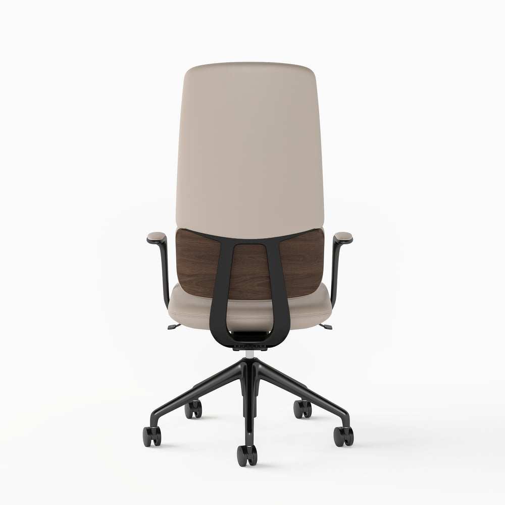 Ergonomic Grey Genuine Leather High Back Reclining Swivel Office Desk Chair window image