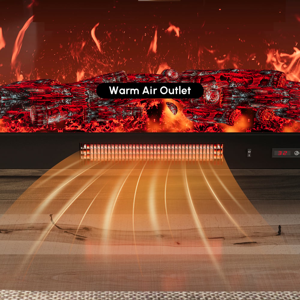 Arune 80" Arched Glass Doors Electric Fireplace TV Stand with Remote Control window image