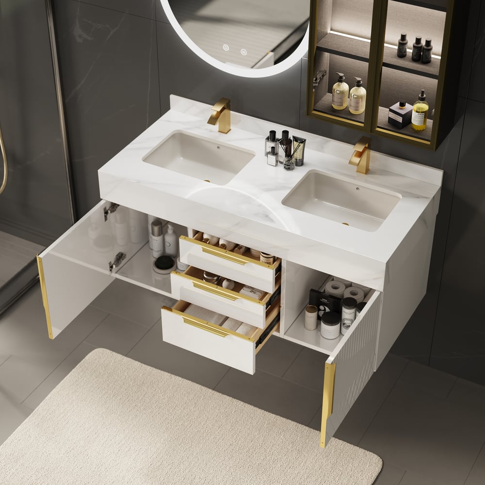 Aro 120cm Floating Double Bathroom Vanity with Sink and Sintered Stone Top window image