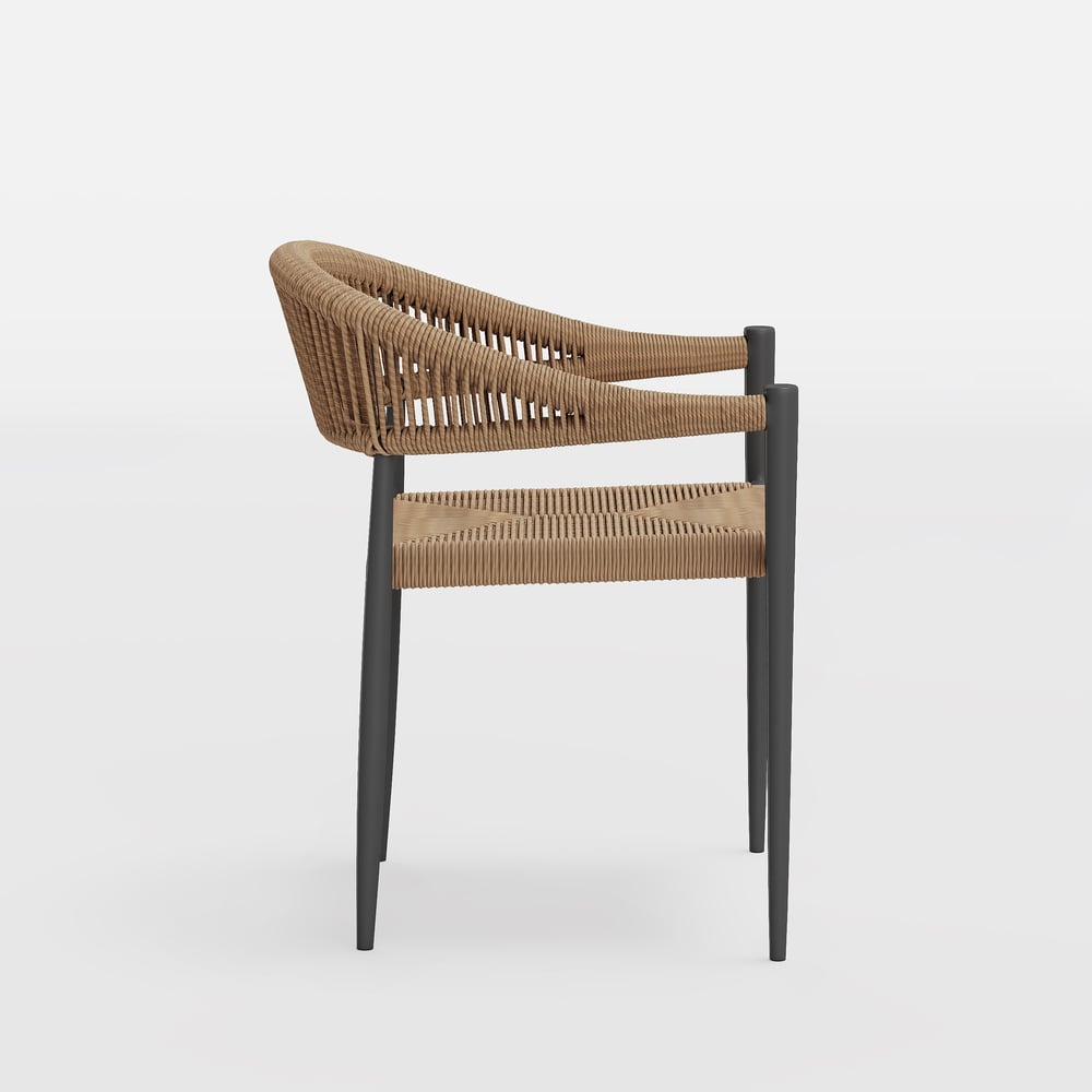 Aluminum Stackable Patio Dining Chair Dark Gray Set of 2 window image