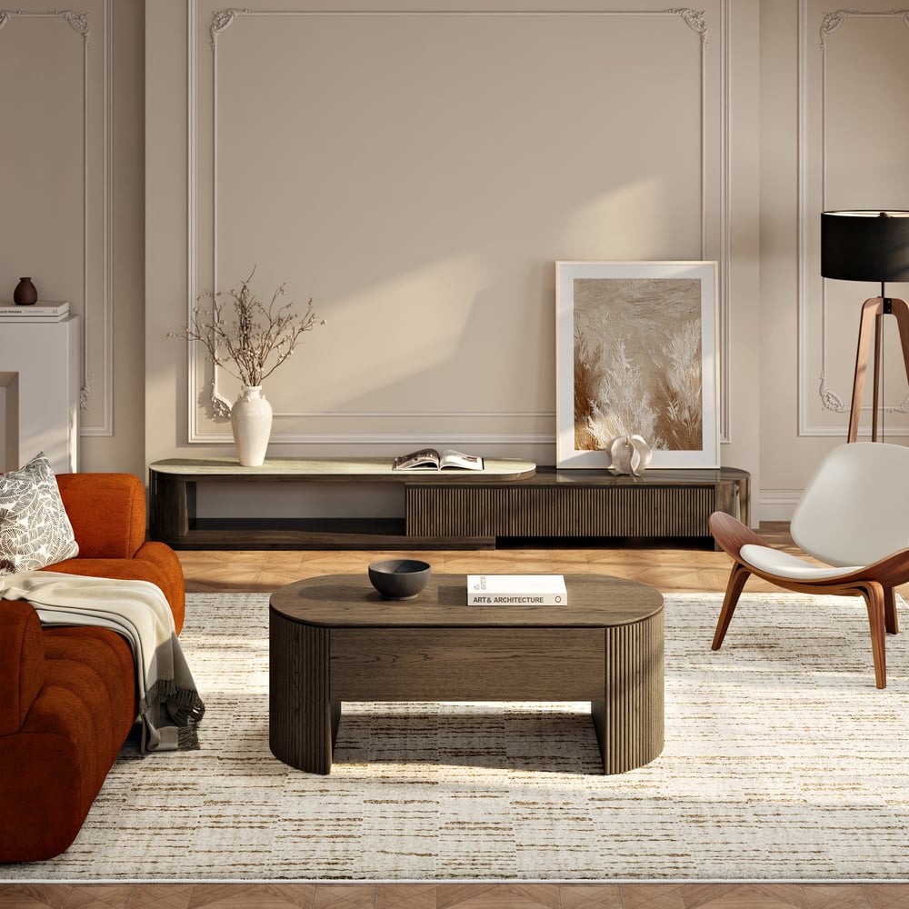 Modern 47" Oval Lift Top Mid-Century Coffee Table window image