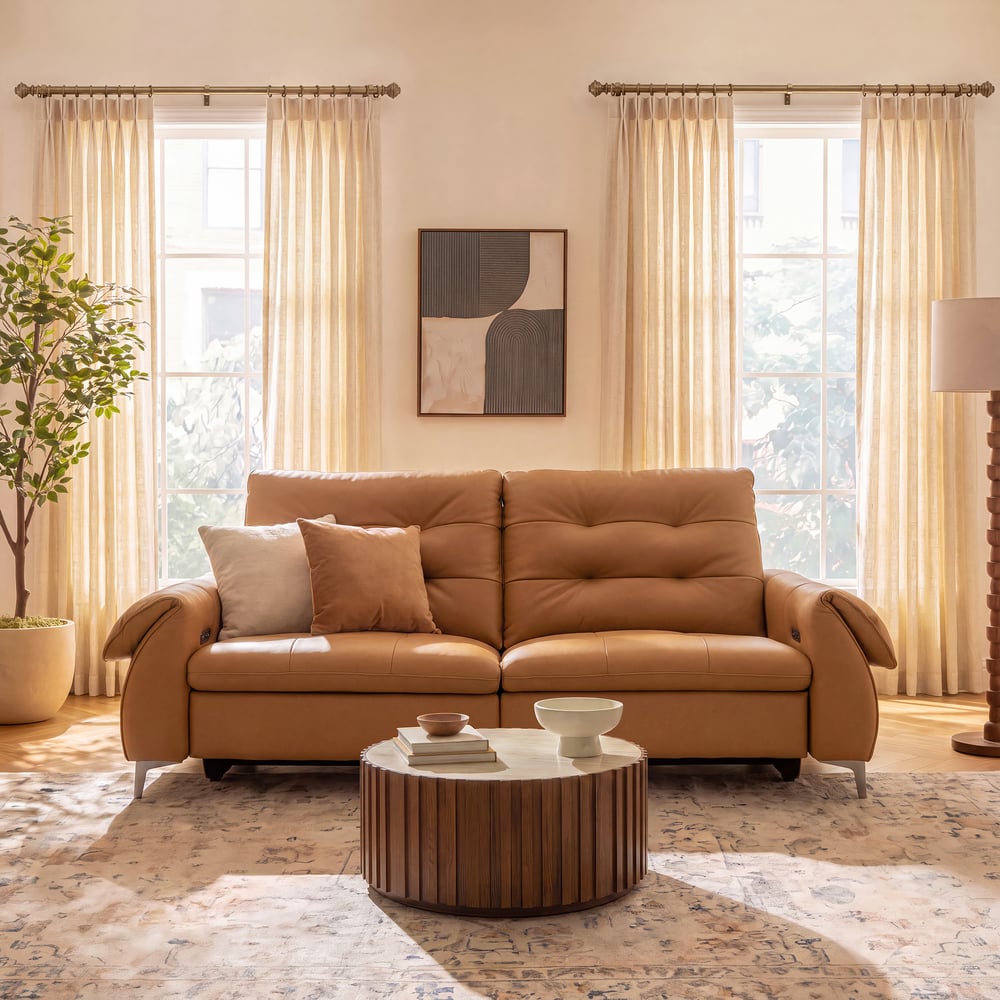 85" 2-Seater Genuine Leather Power Reclining Sofa with USB & USB-C Charging Ports window image