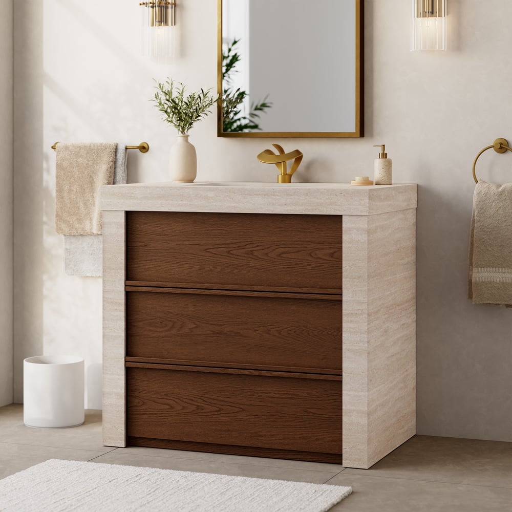 36" Single Bathroom Vanity with Ceramic Sink, Sintered Stone Top window image