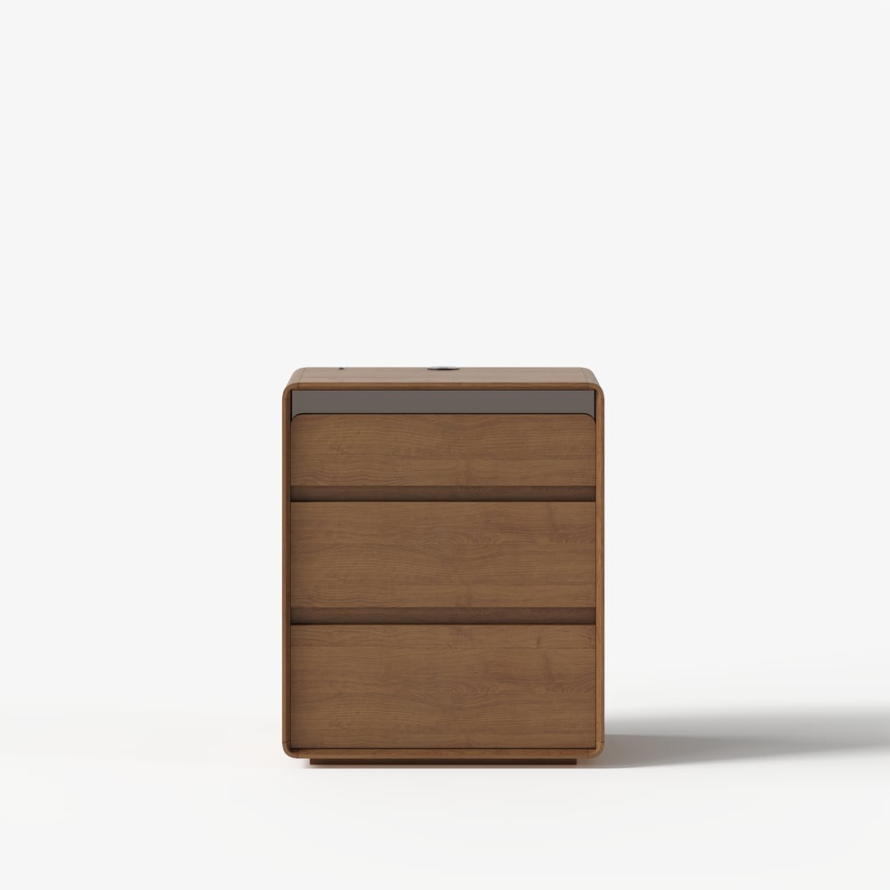 Meloa 24" Wooden 3-Drawer Smart Nightstand With LED Lighting & Charging Station window image