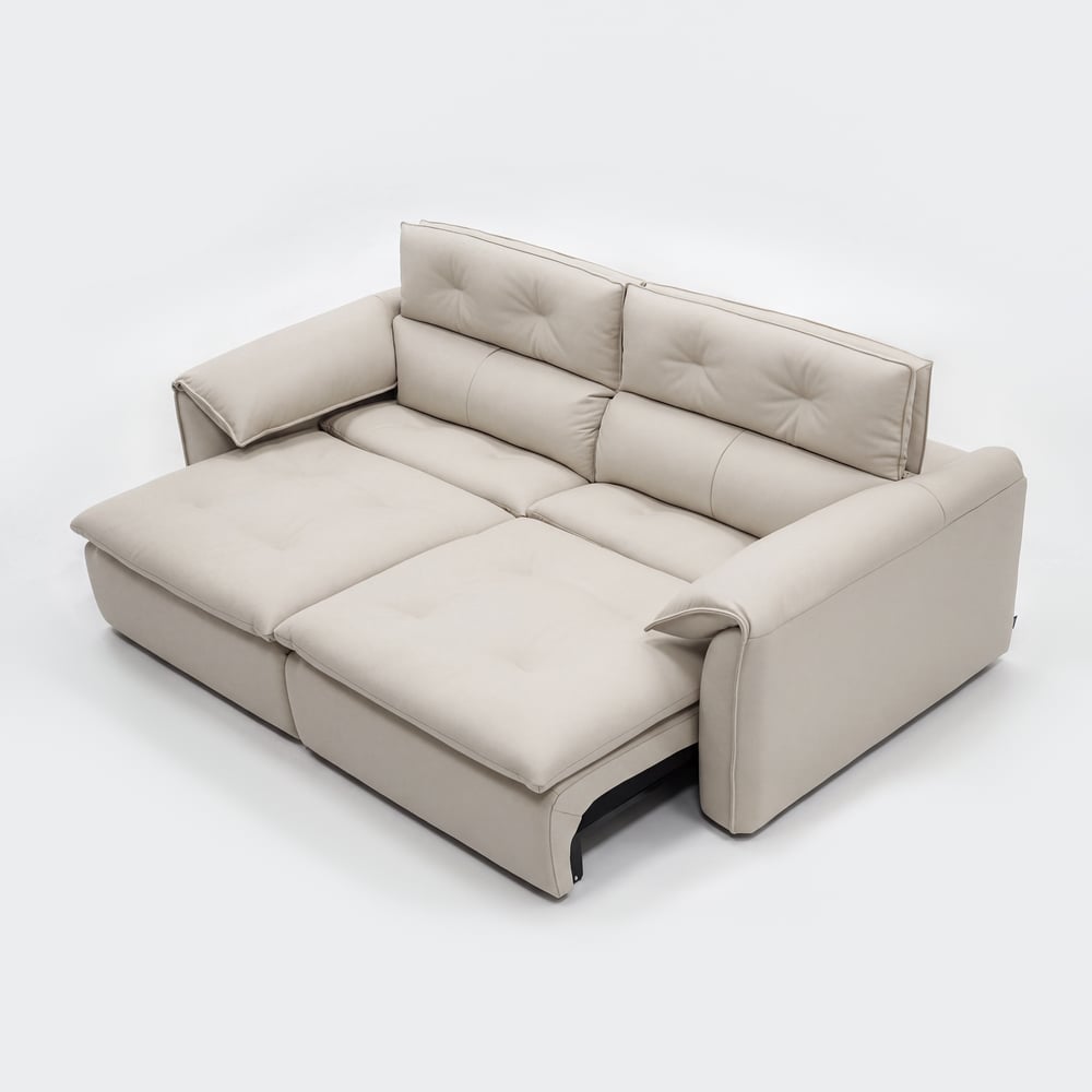 87" 2-Seater Genuine Leather Power Convertible Sleeper Sofa with Adjustable Headrests window image