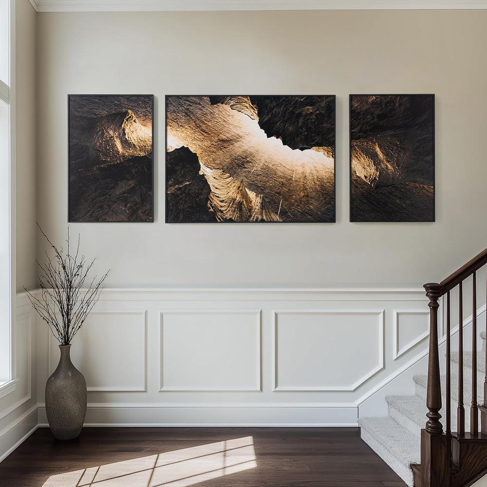 3-Piece Framed Abstract Canvas Wall Art Set with Black Aluminium Frames window image