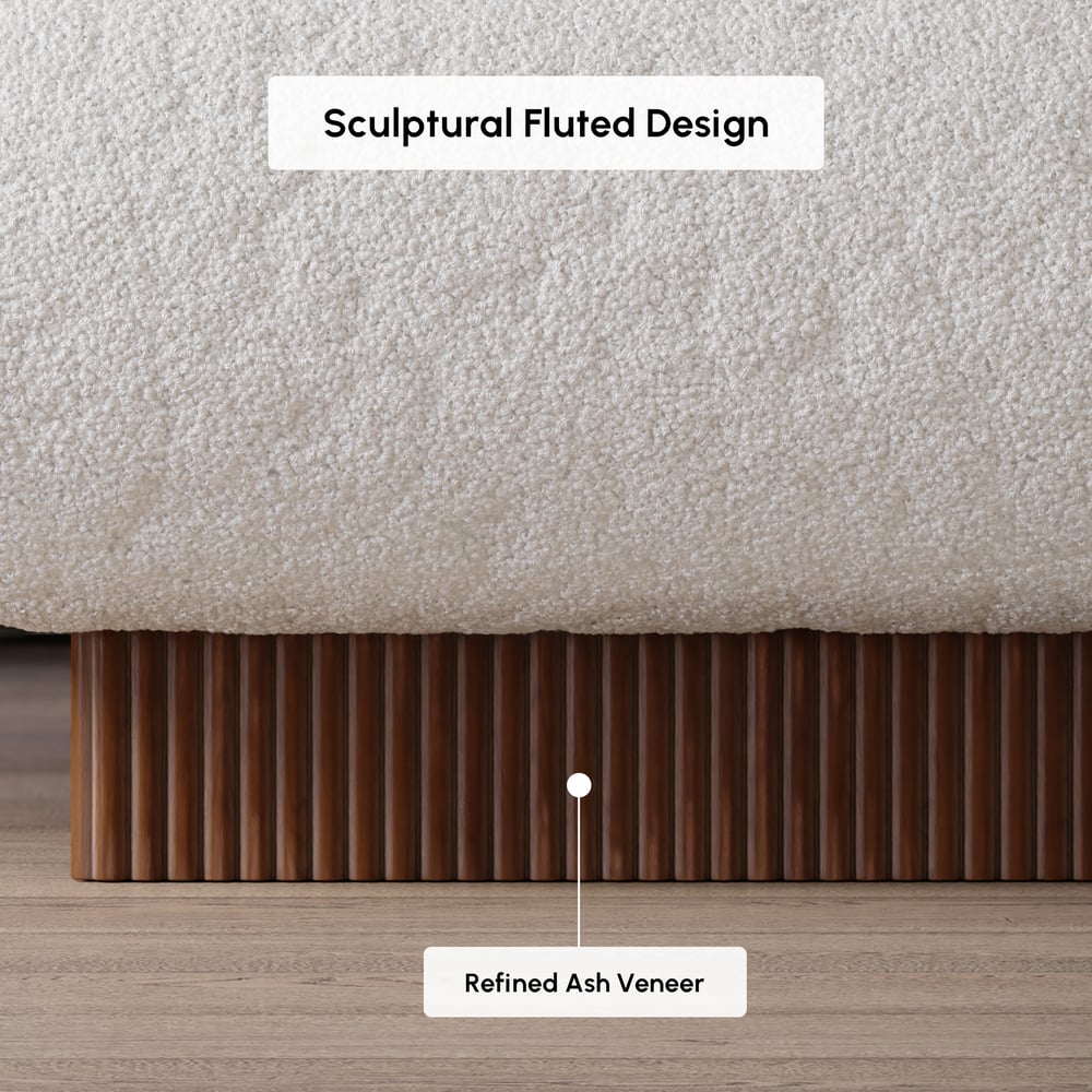 Rivo Upholstered Boucle Curved Bed & Bench Set window image