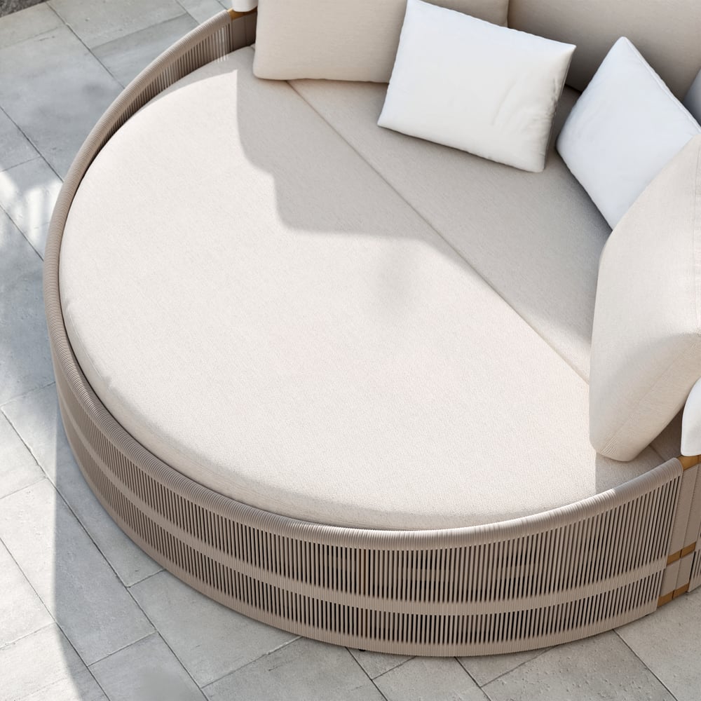 Costra Weatherproof Round Patio Daybed with Adjustable Canopy Ivory window image