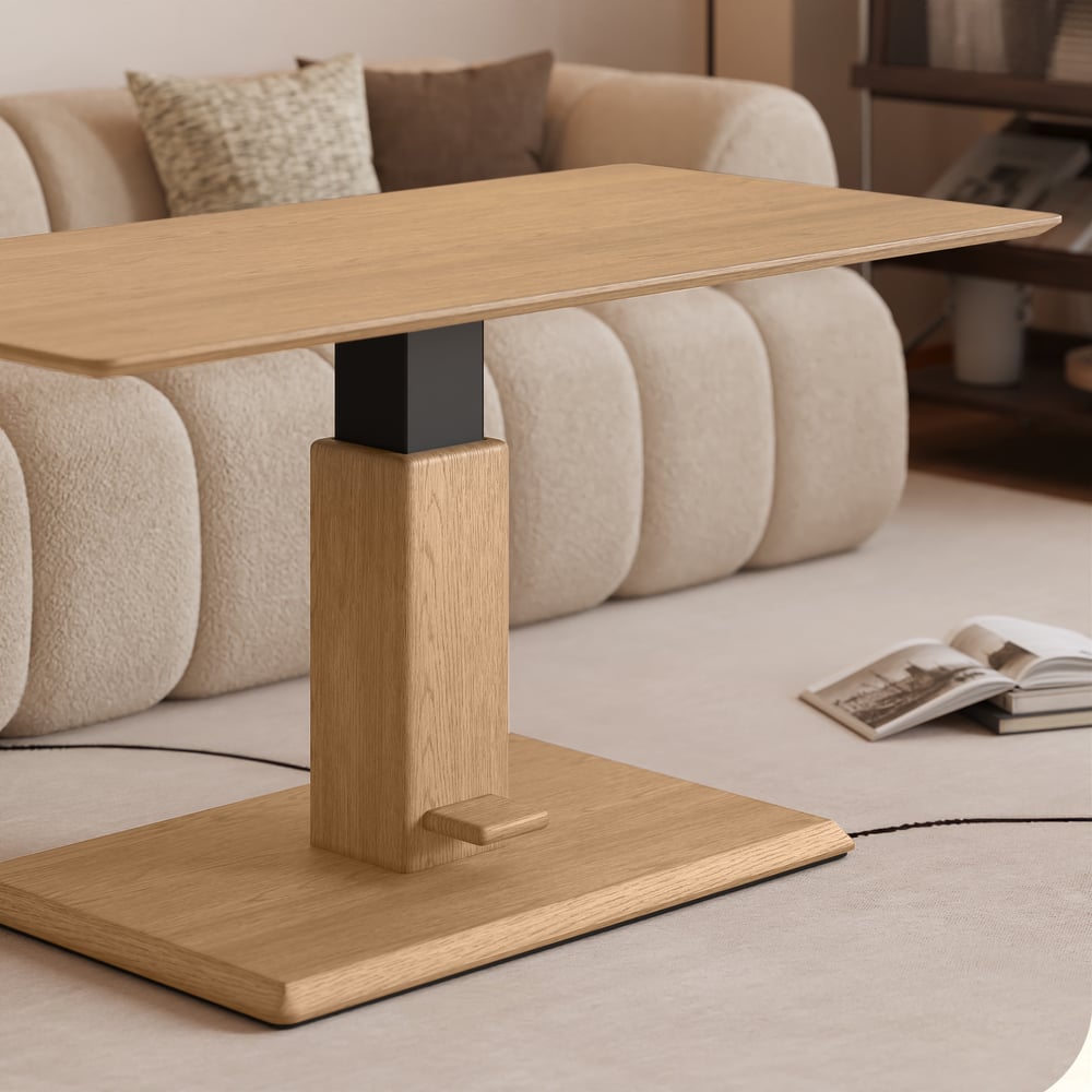 120 cm Natural Veneer Pedal-Control Lift-Top Coffee Table window image