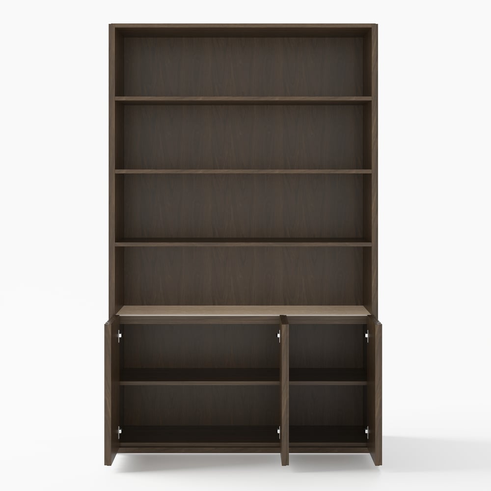 Aura 47" Ash Wood Fluted Bookcase With Sintered Stone Top window image