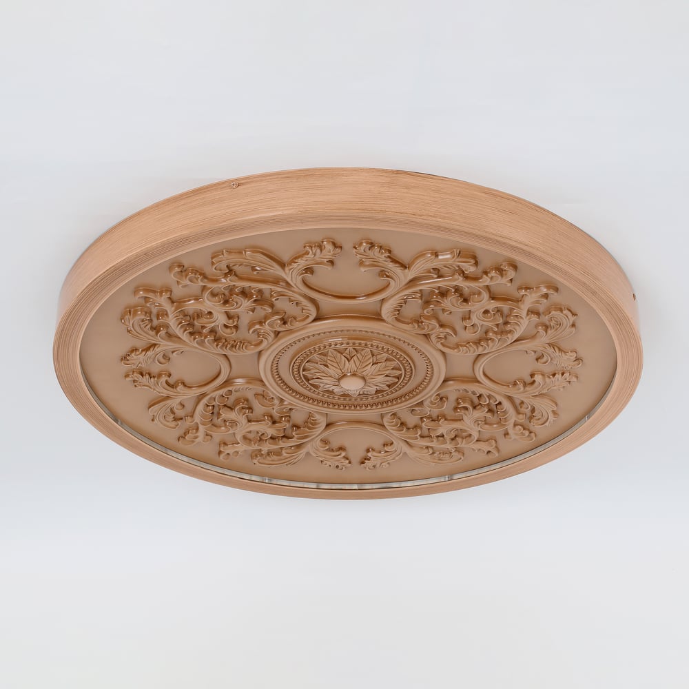 Franse Elegante Natuurlijke Hars 3D Gebeeldhouwde LED 3-Modus Dimbaar Plafondlamp voor Montage vlak tegen het Plafond Vensterafbeelding