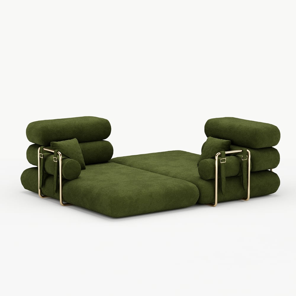 Canapé-lit convertible Humply 170 cm 2 places en velours chenille 4 en 1 image de fenêtre