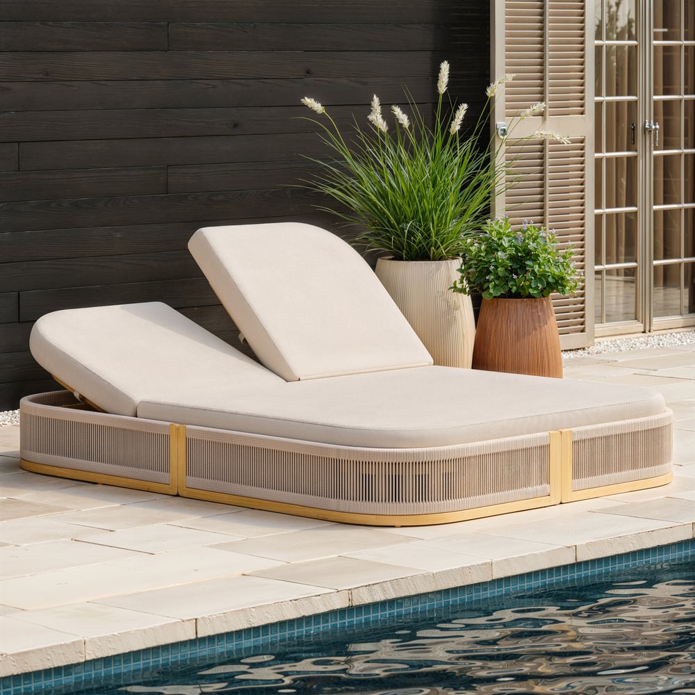 Costra Outdoor Handwoven Rope Reclining Chaise Lounge window image