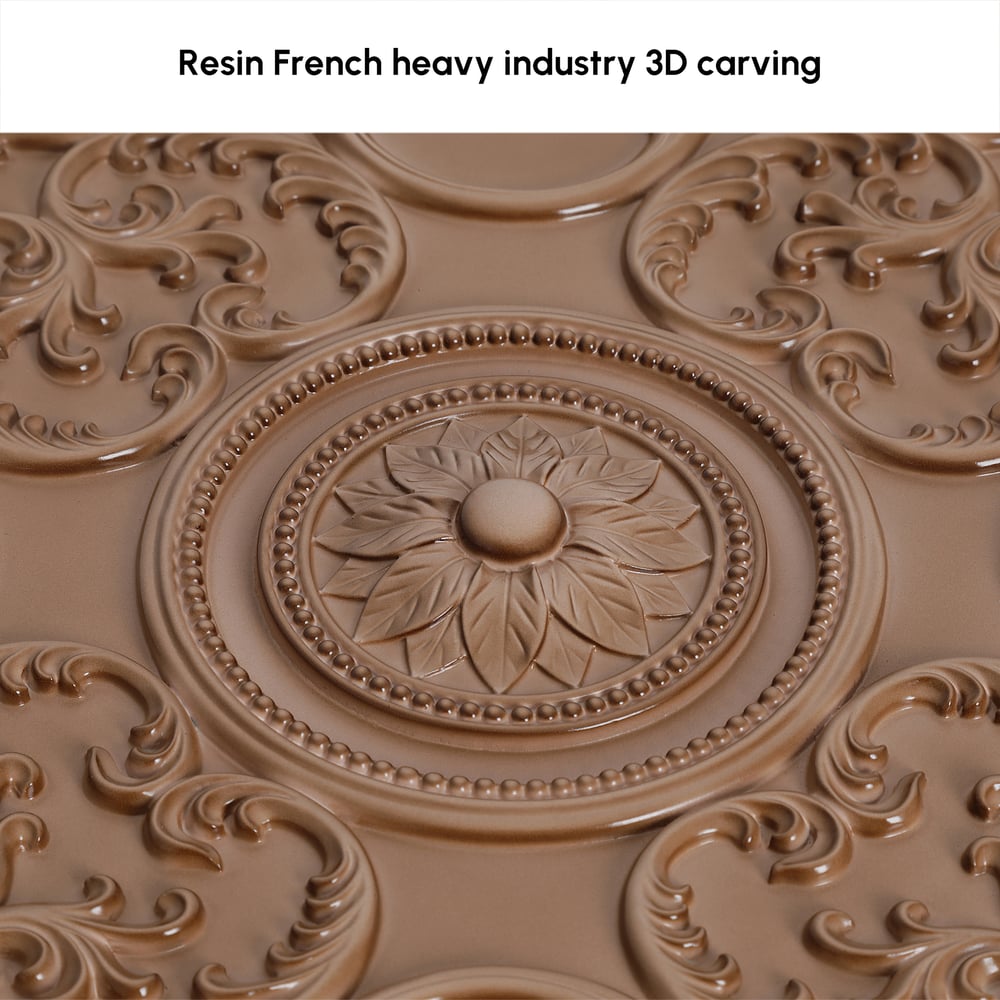 Plafonnier encastré LED français élégant en résine naturelle sculpté en 3D avec 3 modes dimmables image de fenêtre