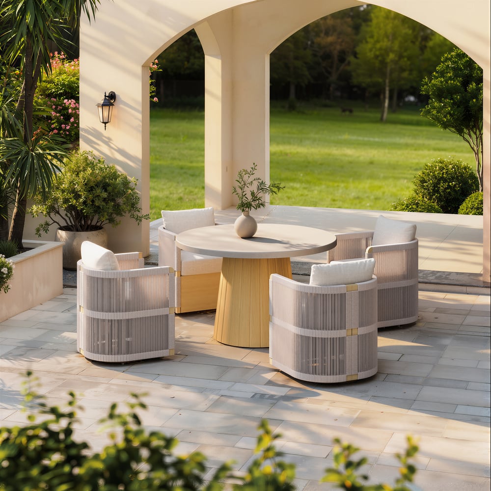 48" Concrete & Aluminum Coastal Style Outdoor Dining Table window image