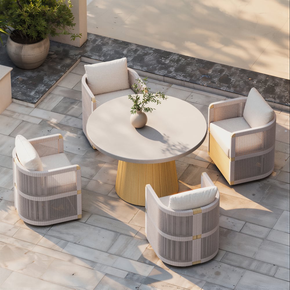 48" Concrete & Aluminum Coastal Style Outdoor Dining Table window image