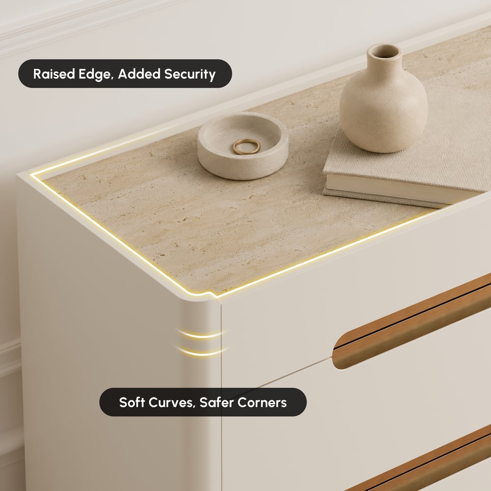 Horva 47" Faux Travertine Sintered Stone 6-Drawer Dresser window image