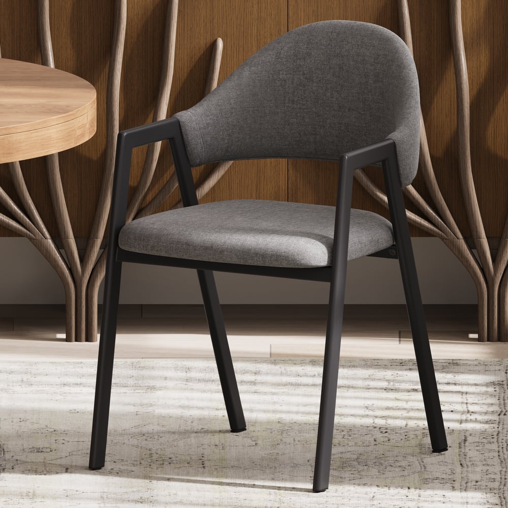 Customer Reviews for Gray Linen Upholstered Dining Chair Curved Back Chair Set of 2