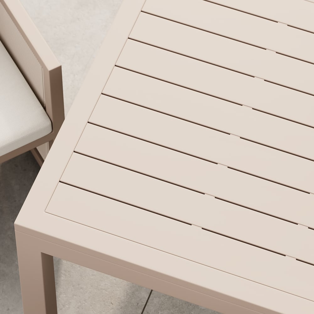 Wevara 78" Sand-Finished Aluminum Slatted Outdoor Dining Table in Sand window image