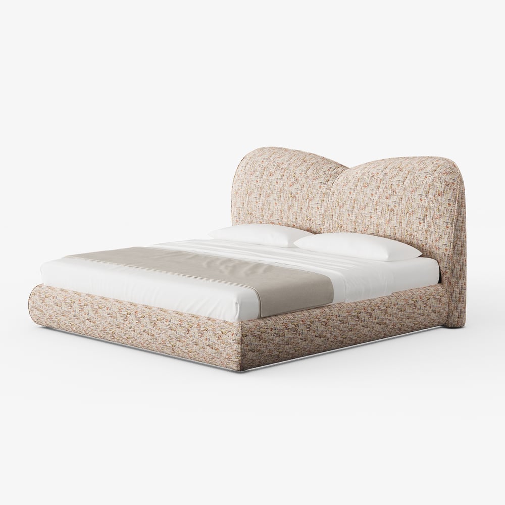 Modern King Size Chenille Upholstered Cloud Bed window image