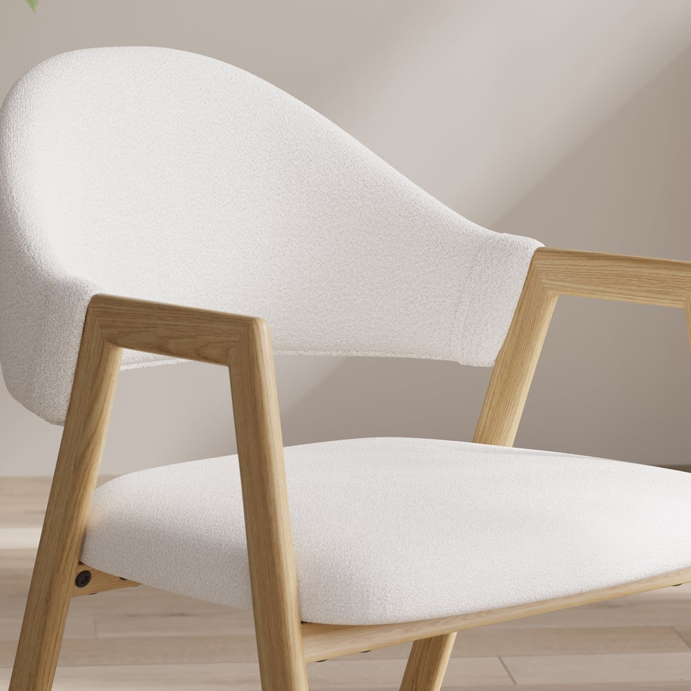 Modern Warm White Boucle Dining Chair with Upholstered, 2 Pieces window image