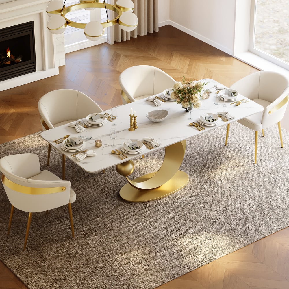 Dining Set 71.3" Rectangle Sintered Stone Table with 6 Chairs window image