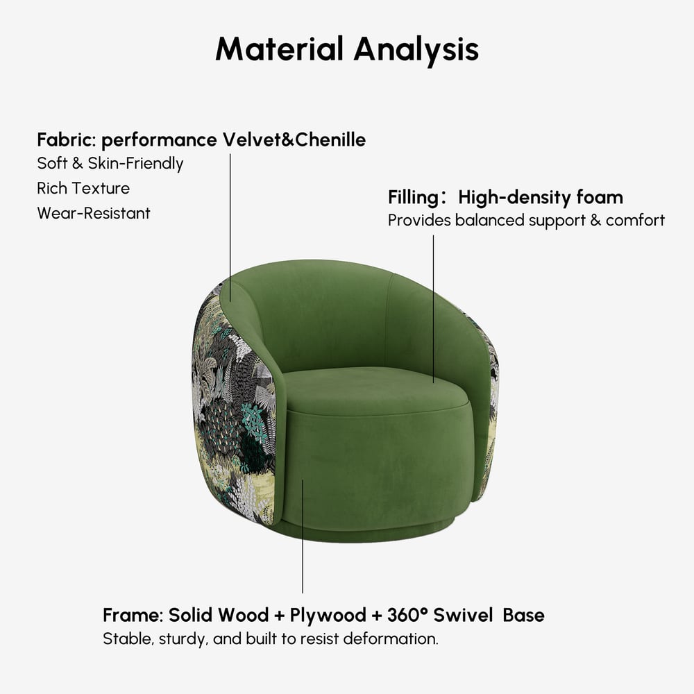 Performance Velvet 360° Swivel Barrel Accent Chair window image