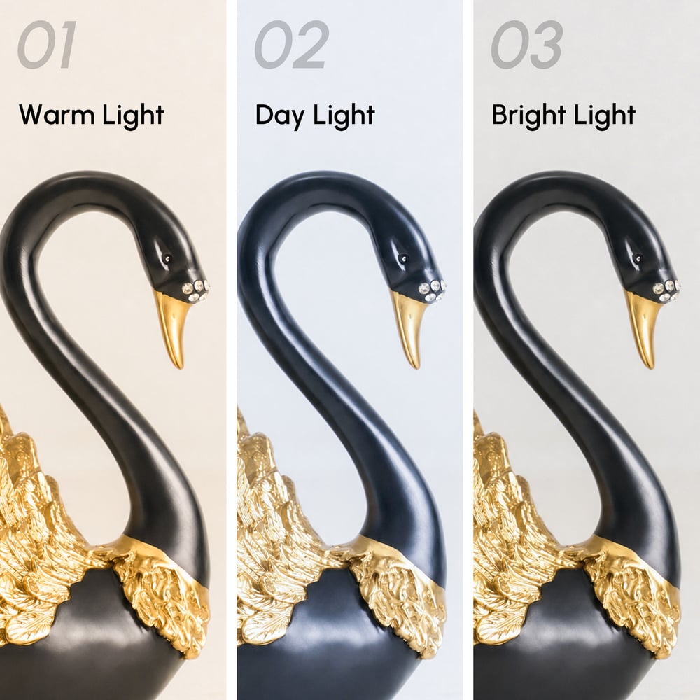 2-Piece Resin Swan Figurines, Black & Gold Decorative Storage Set window image