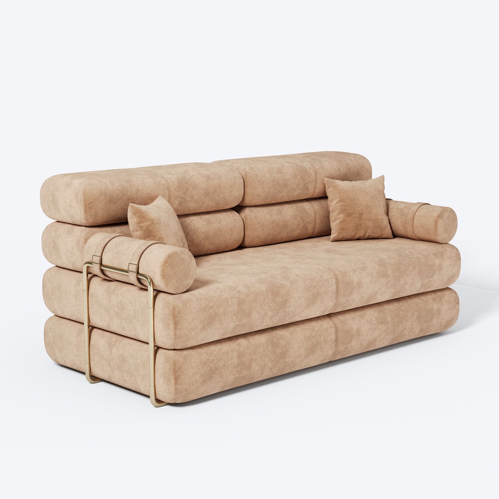 81" Queen 3-Seater Velvet 4 in 1 Futon Convertible Sleeper Sofa window image