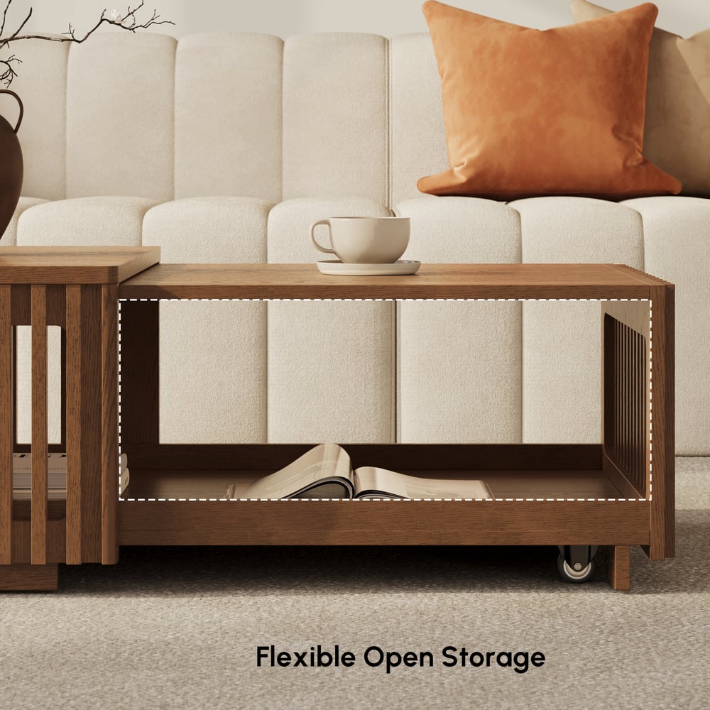 33"-55" Extendable Walnut Coffee Table with Storage window image