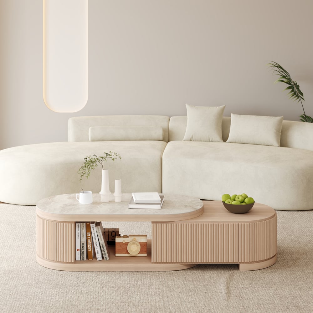 Velar 47"-67" Extendable Coffee Table with Sintered Stone Top and Storage window image